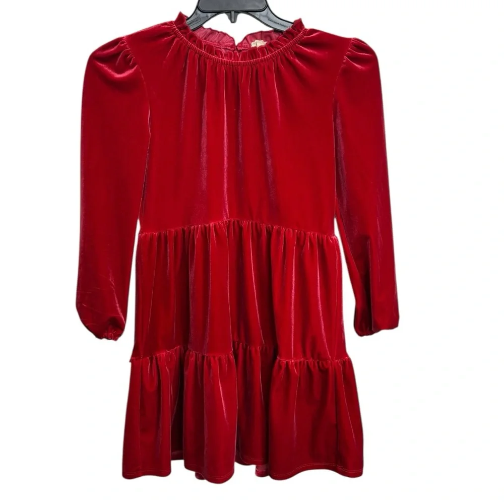 Copper Key Girls Red Ruched Tiered‎ Velvet Dress Size M